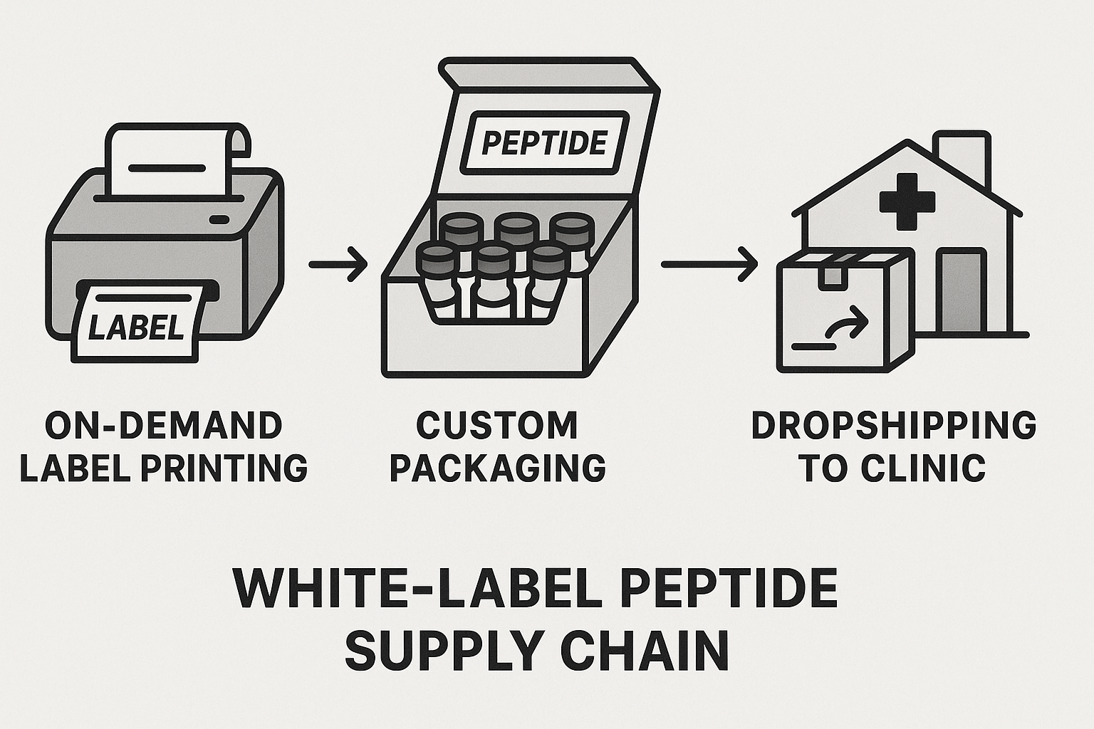 Illustration of a white‑label peptide supply chain
