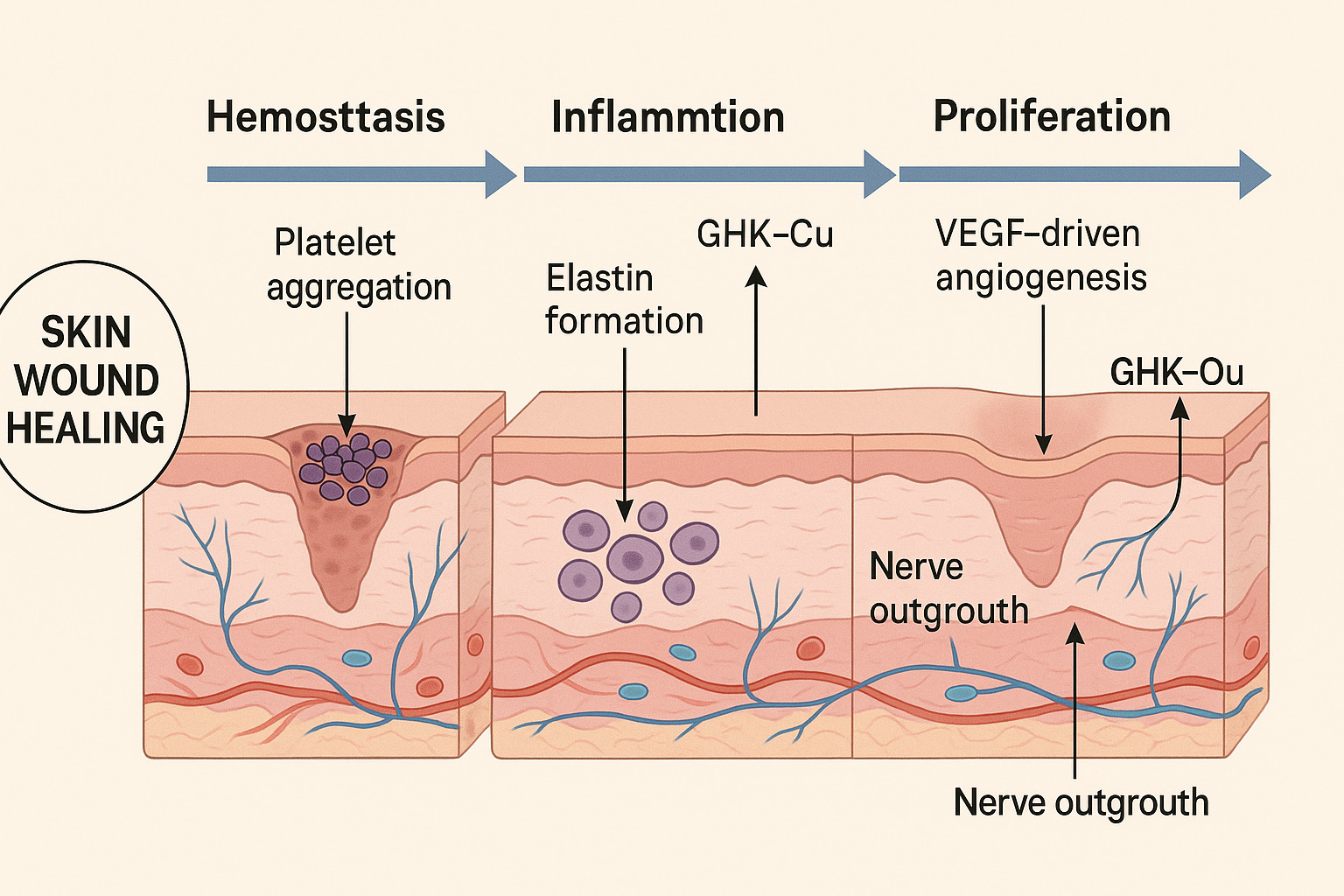 Graph showing increased capillary density and nerve fiber growth with GHG‑Cu research protocol