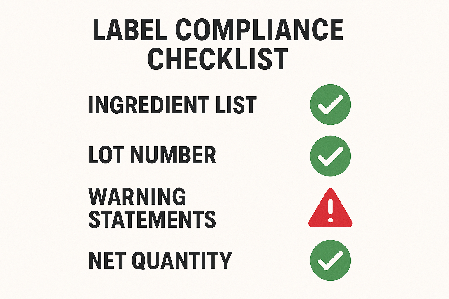 Compliance checklist infographic for peptide label review