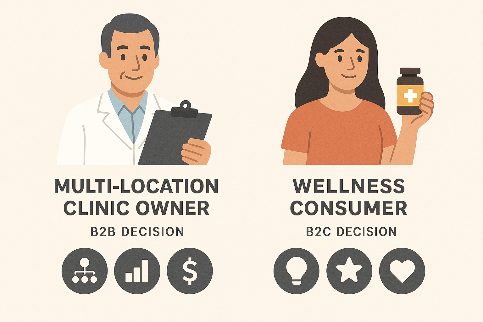 Comparison of B2B and B2C personas for peptide branding