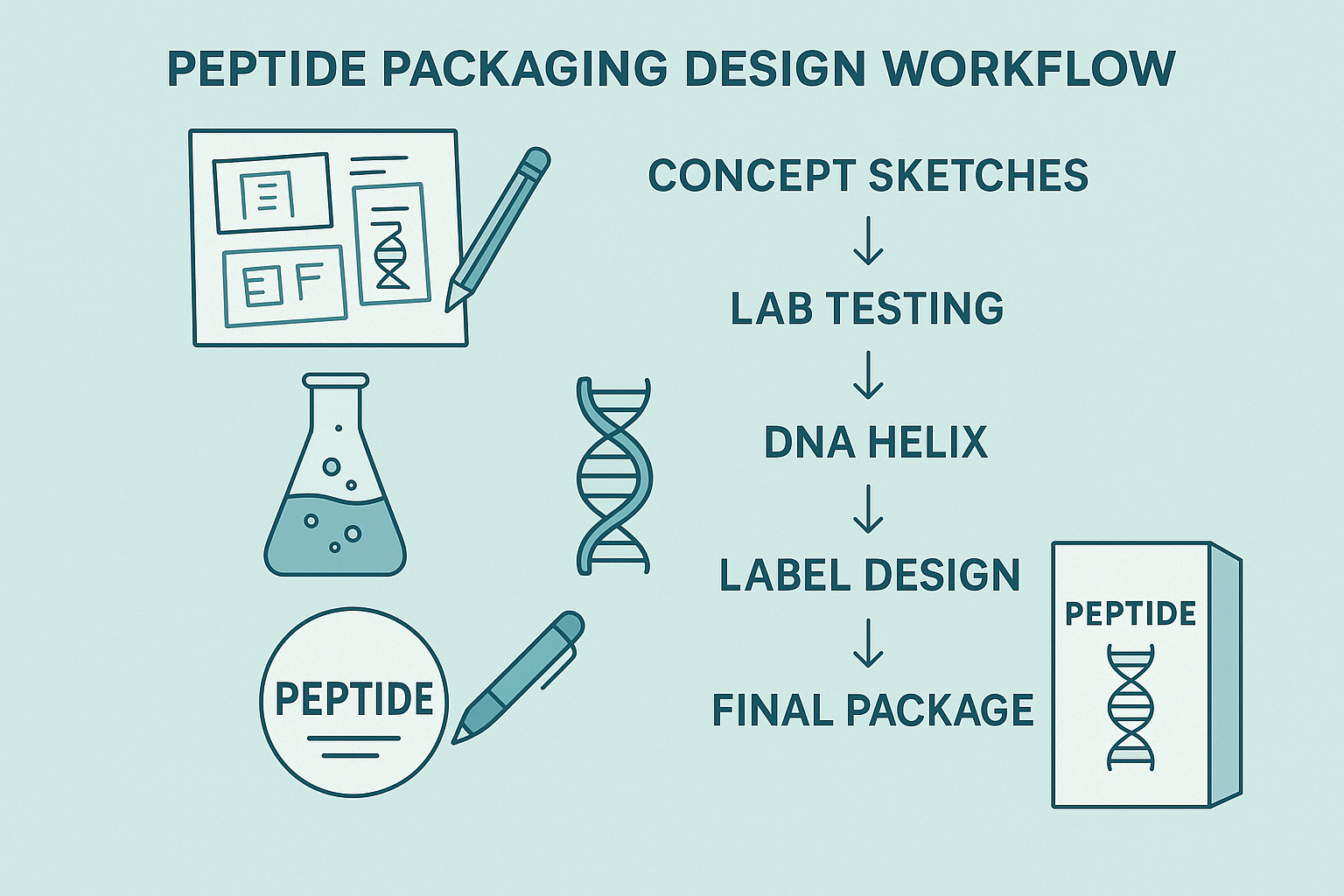 Peptide packaging design workflow diagram