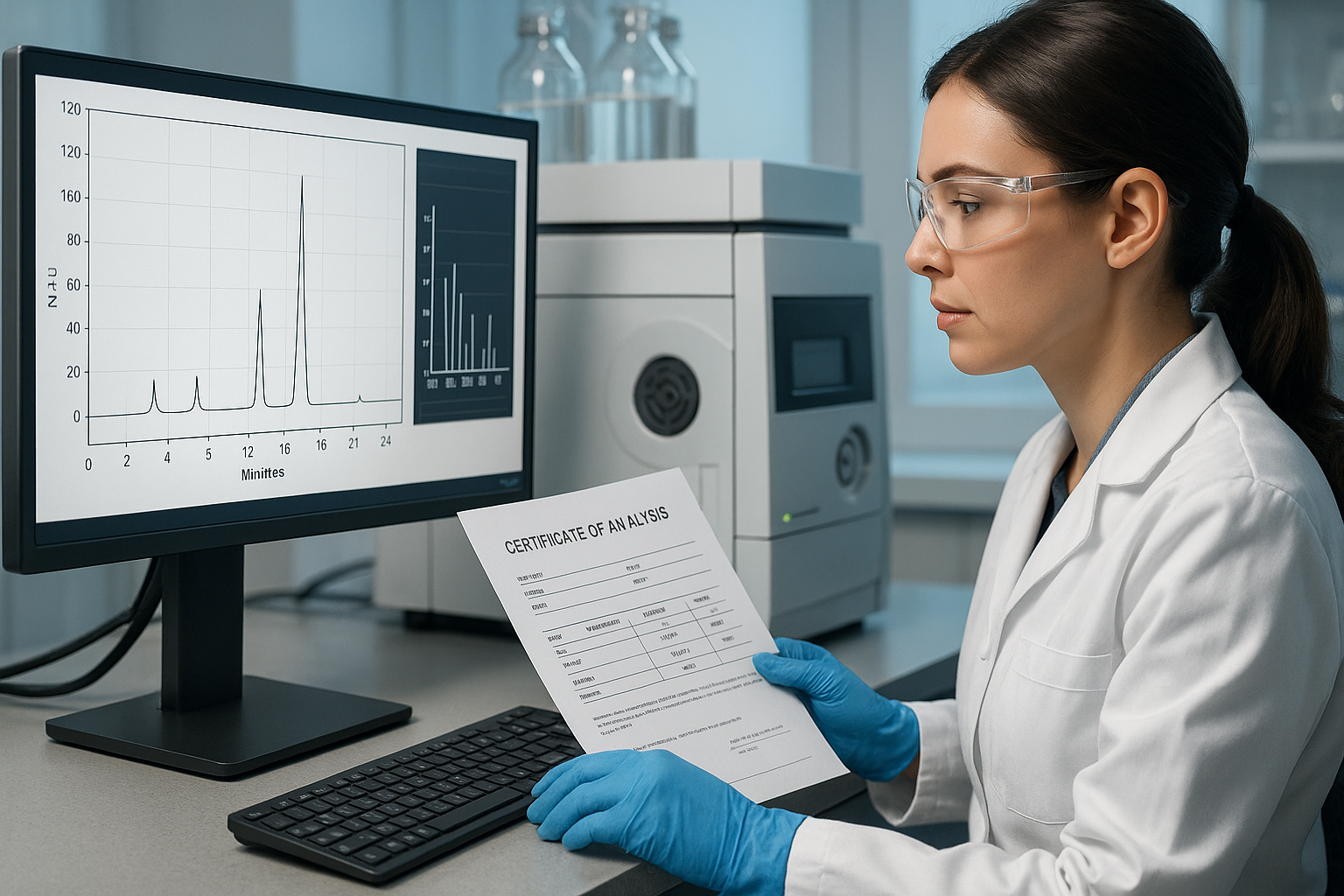 Analytical instruments used for peptide batch testing