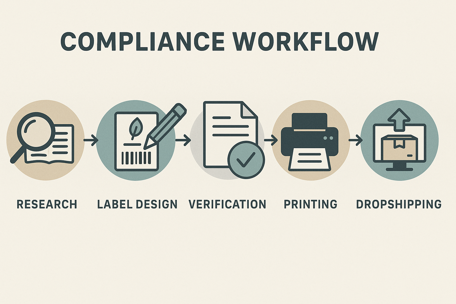 Step‑by‑step compliance workflow infographic