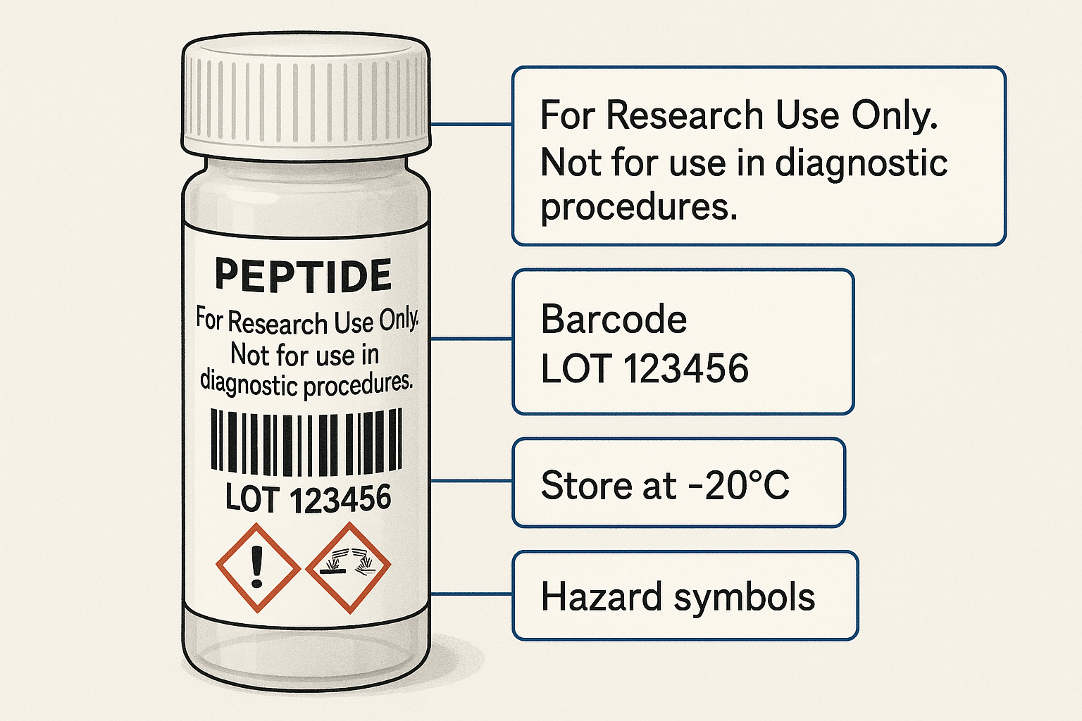 Example of a compliant RUO peptide label
