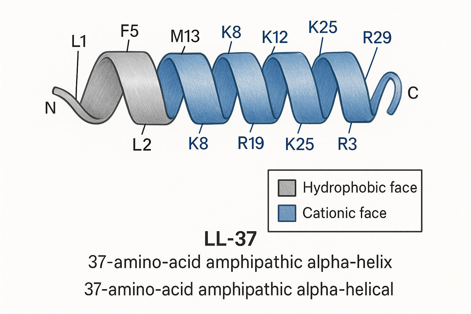 Molecular illustration of the LL‑37 peptide