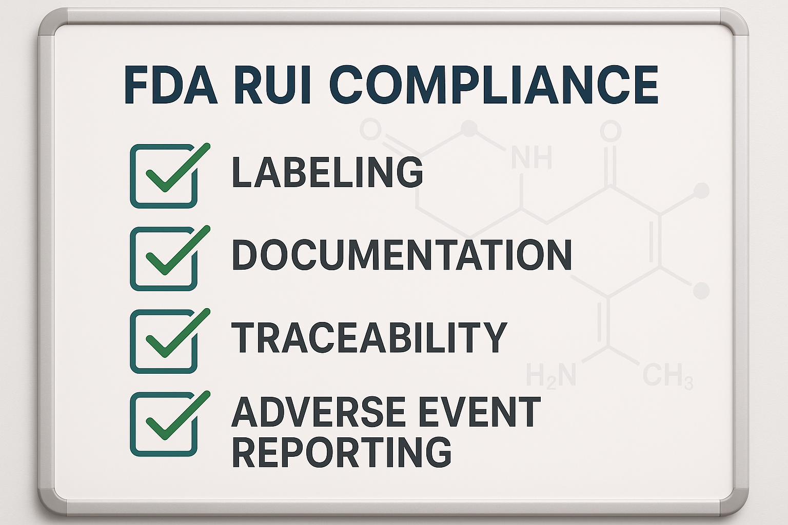 Diagram illustrating QA integration with FDA RUI compliance steps