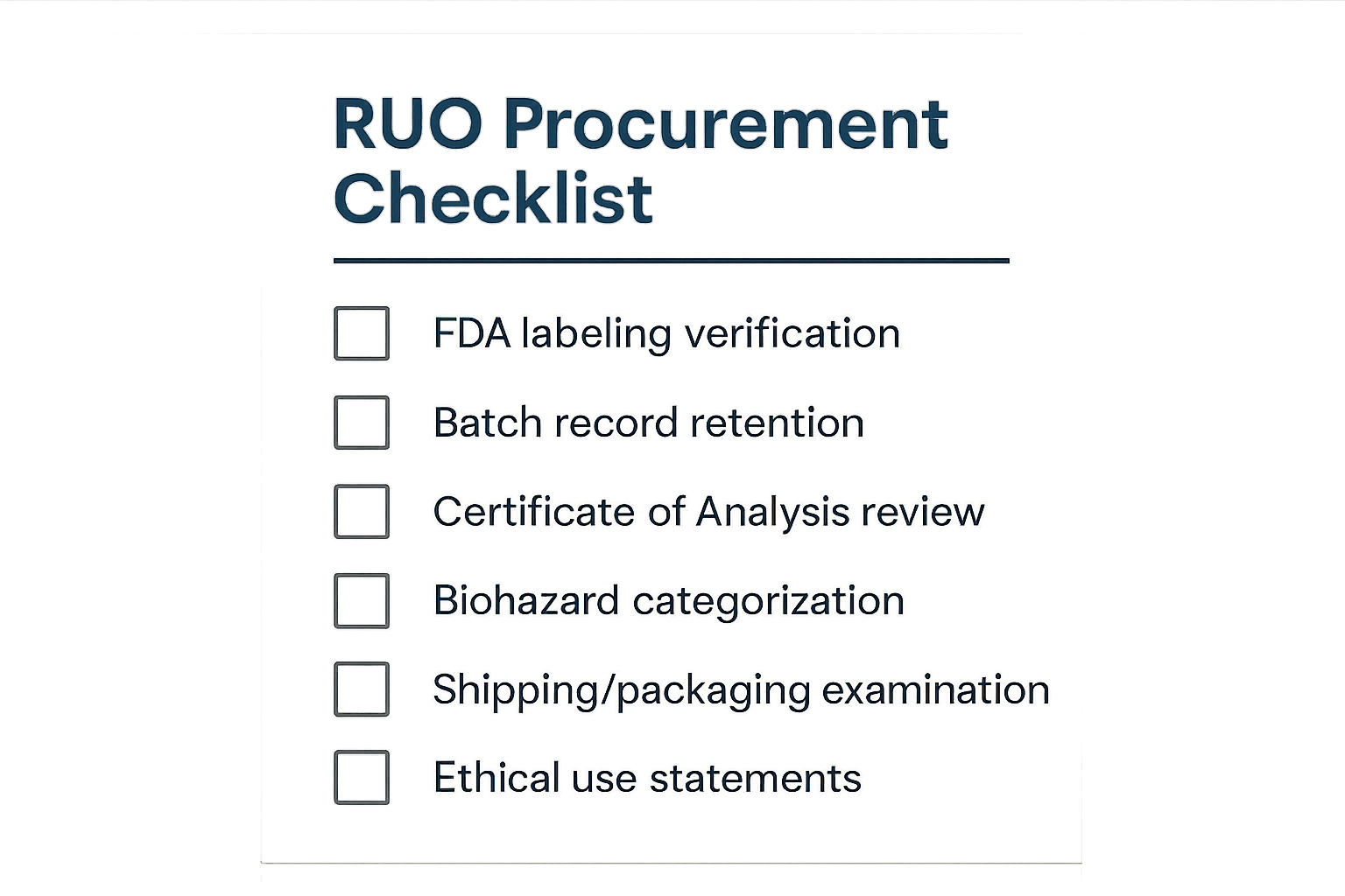 Research Use Only procurement checklist