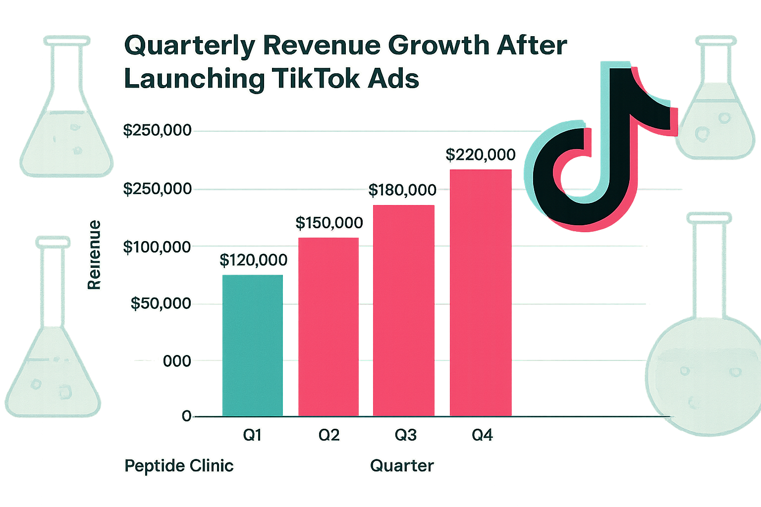 Quarterly revenue growth after launching TikTok ads for a peptide clinic