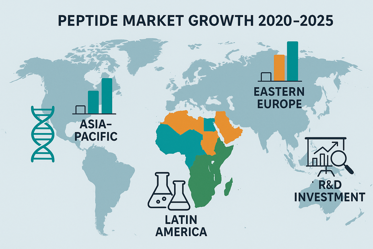 Infographic map of peptide R&D activity in Asia‑Pacific