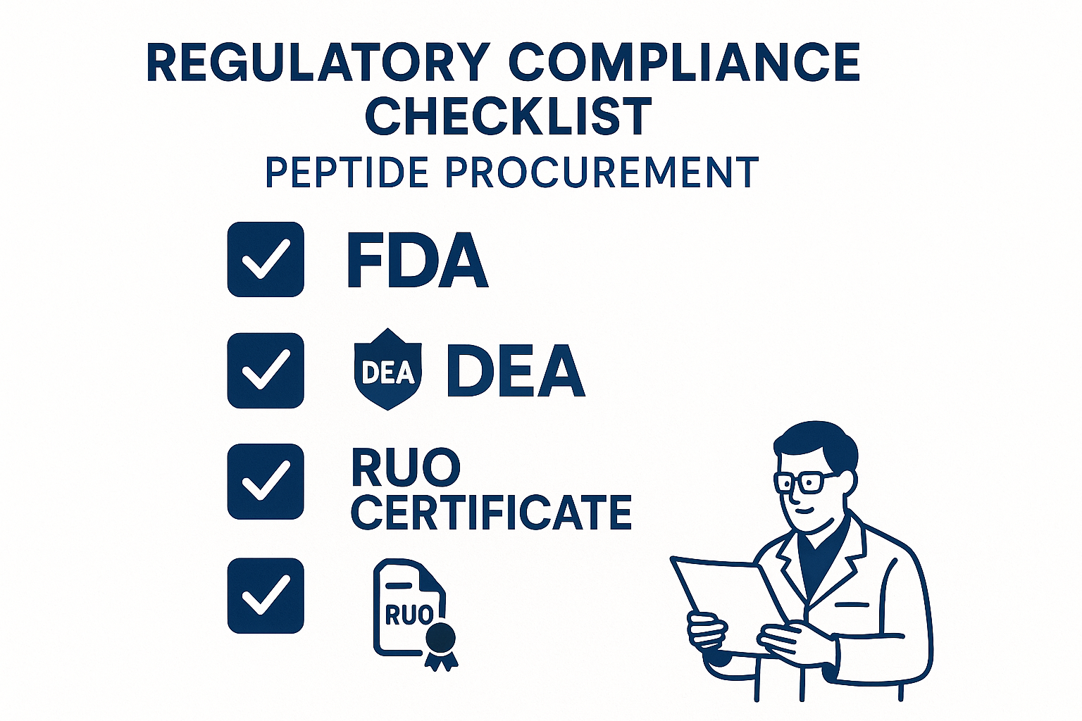 Regulatory checklist diagram for peptide procurement