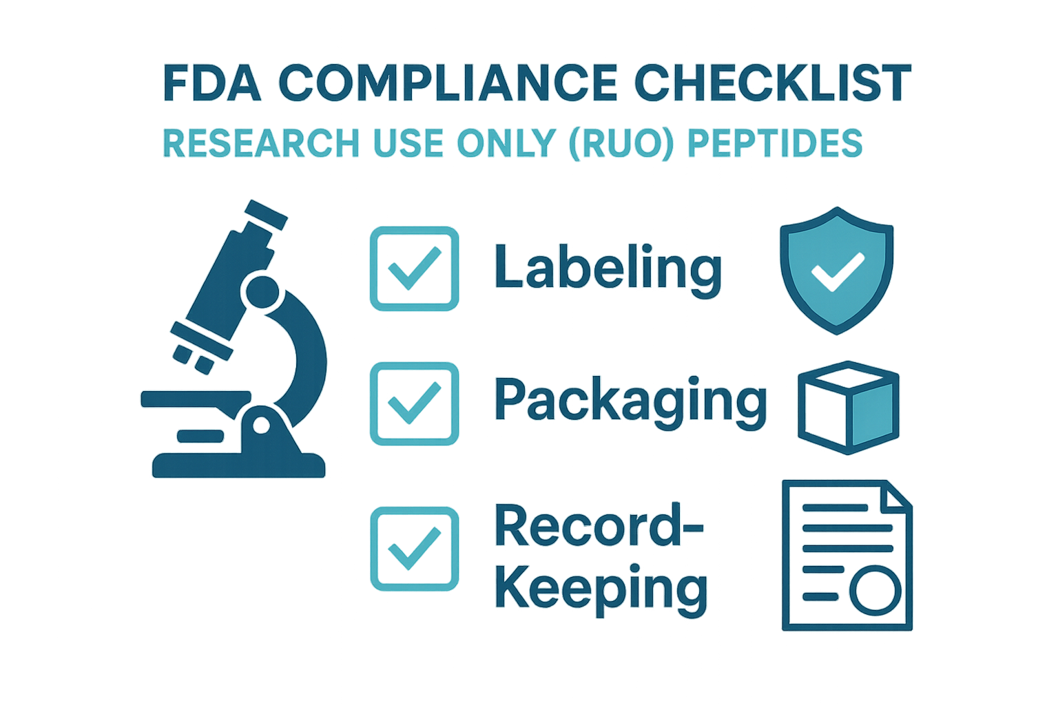 Illustration of compliance checklist for RUO peptide products
