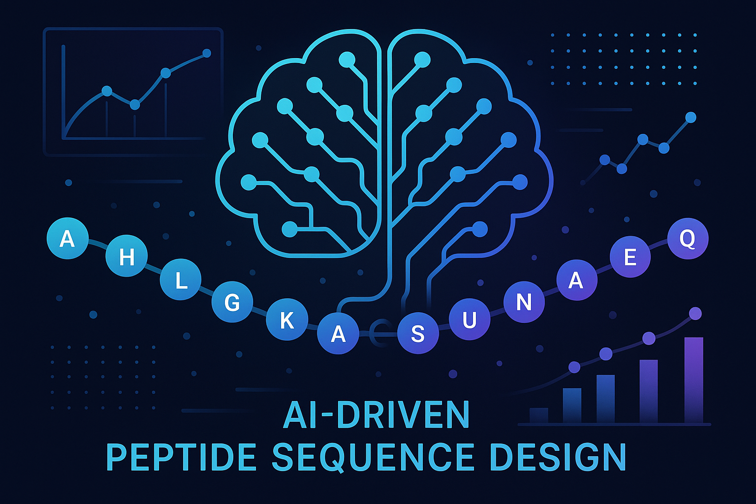 AI‑driven peptide sequence design linking synthesis parameters to final product