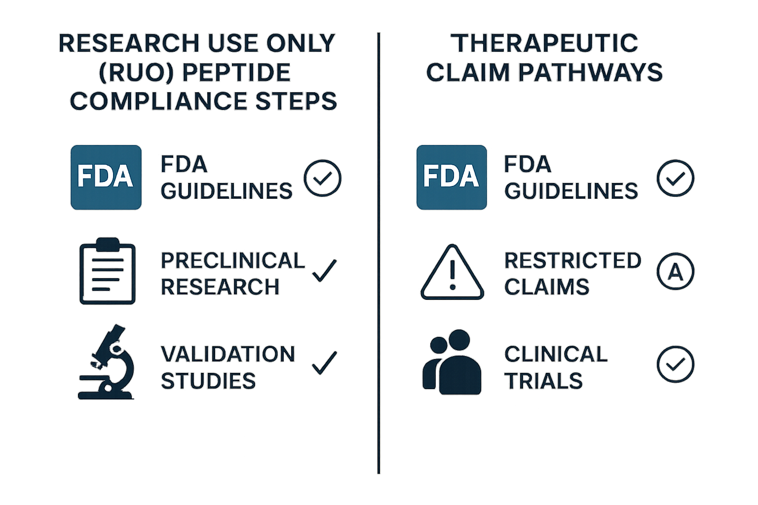 Comparison of RUS compliance steps and research-grade claim pathways