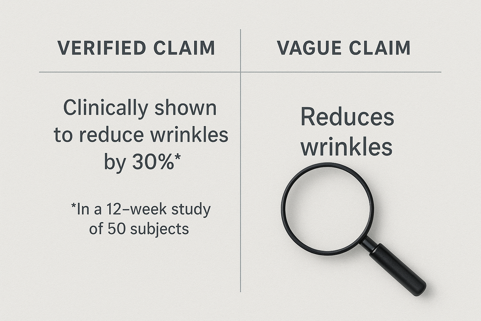 Illustration comparing compliant and vague product statements