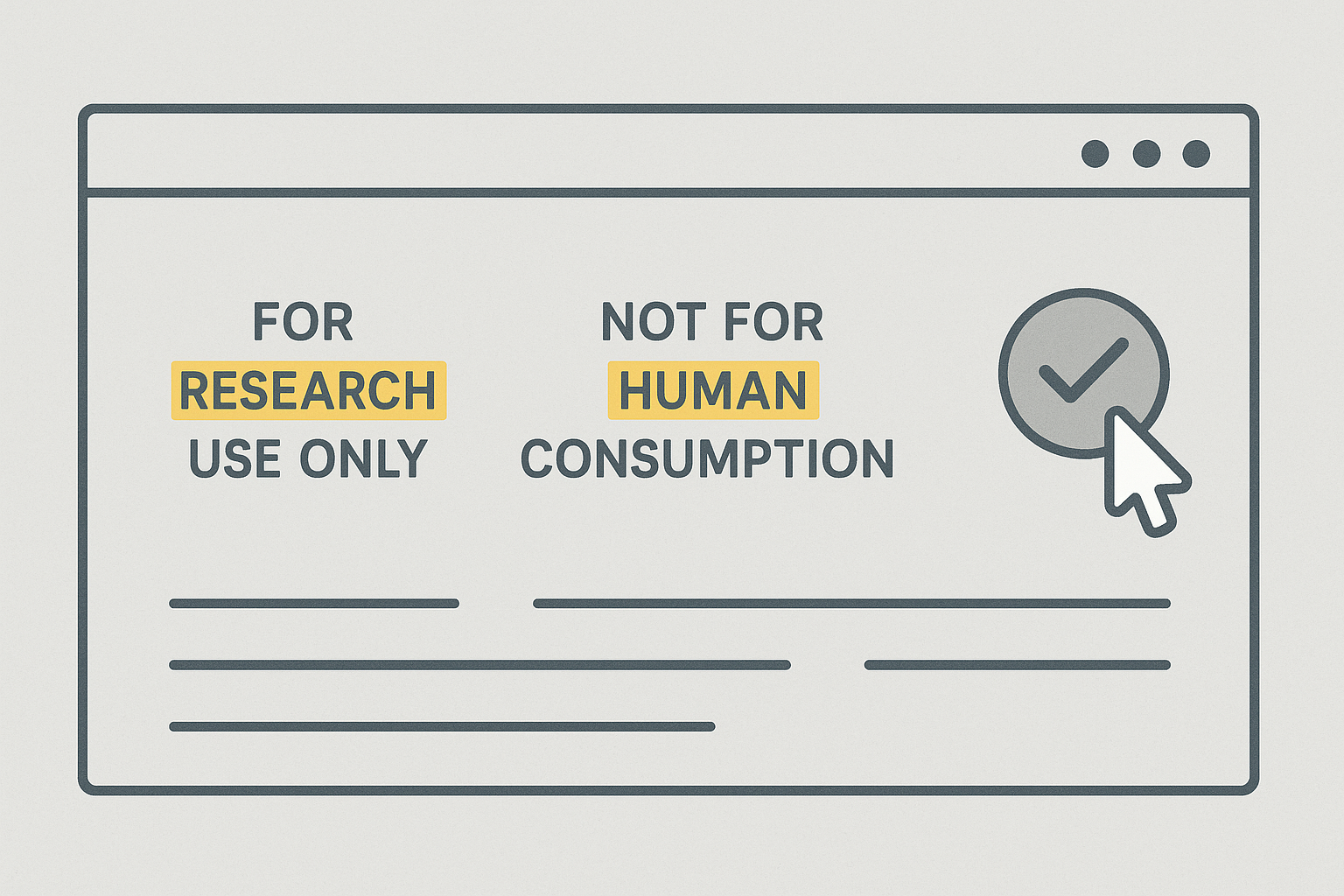 Illustration of a website footer with disclaimer text and compliance badge