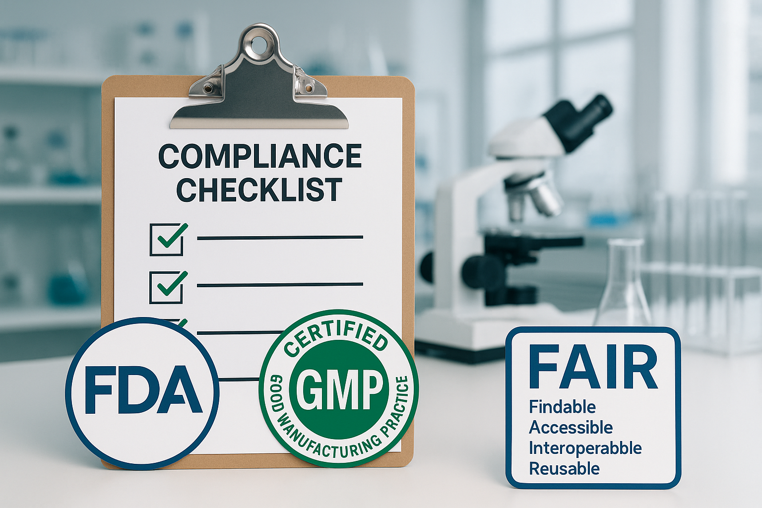 Compliance checklist linking FDA electronic records rules to FAIR principles