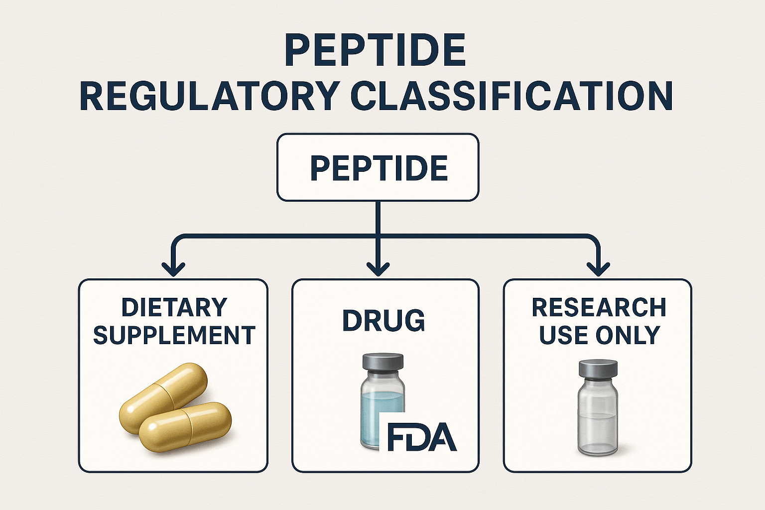 Decision tree illustrating FDA classification steps for peptide products