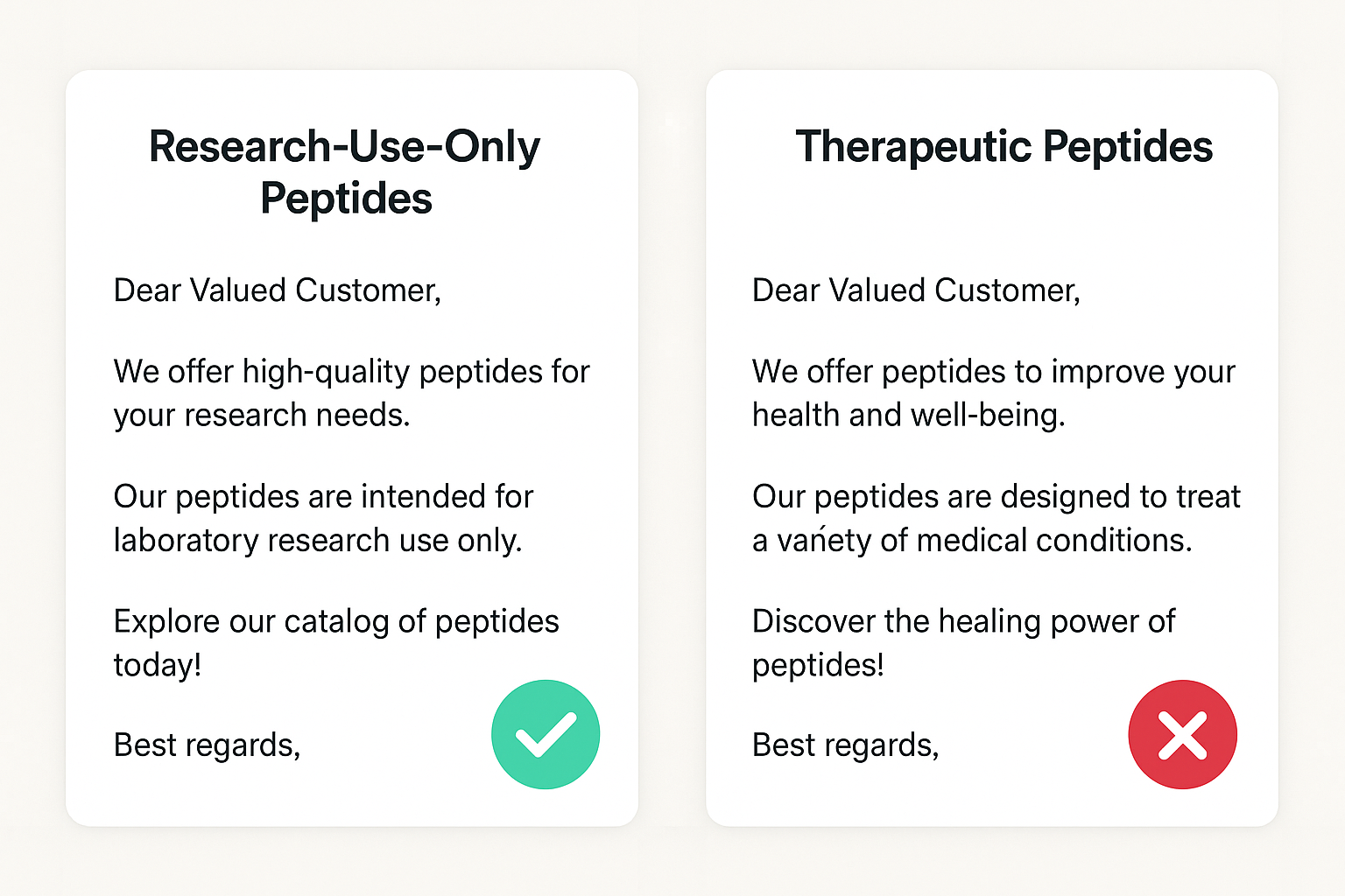 Illustration of compliant email layout with highlighted subject line and disclosure