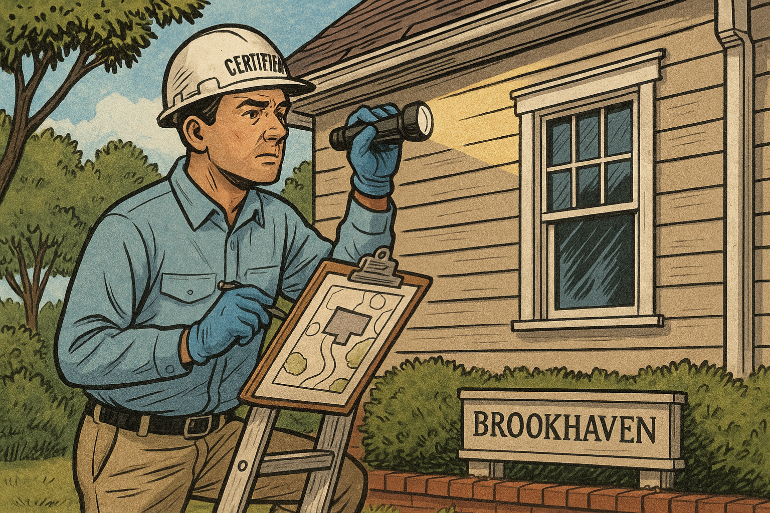 Professional pest technician using thermal imaging to locate stink bug entry points