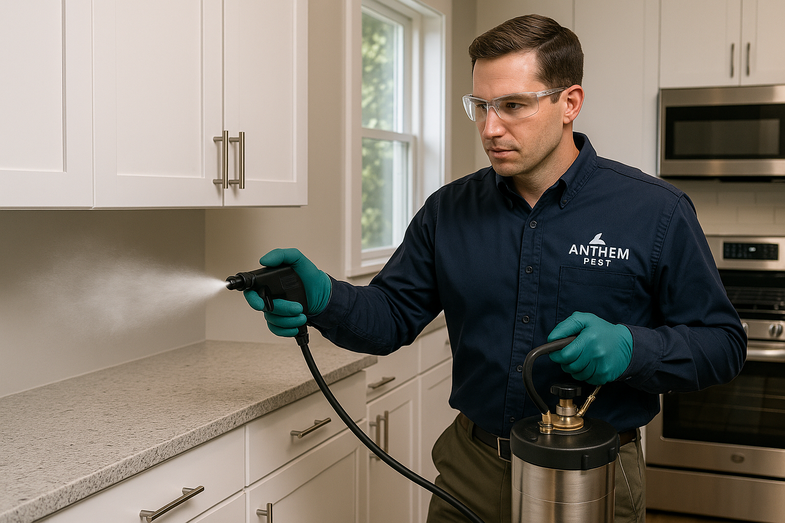 Technician applying targeted pyrethrum aerosol