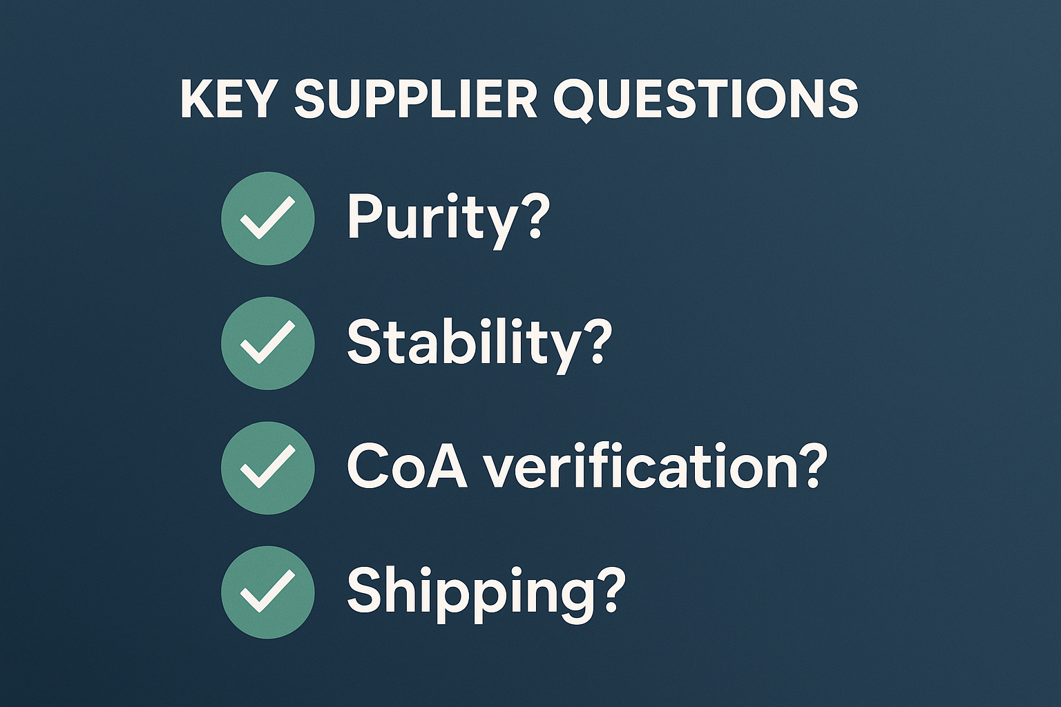 Checklist template for peptide supplier evaluation