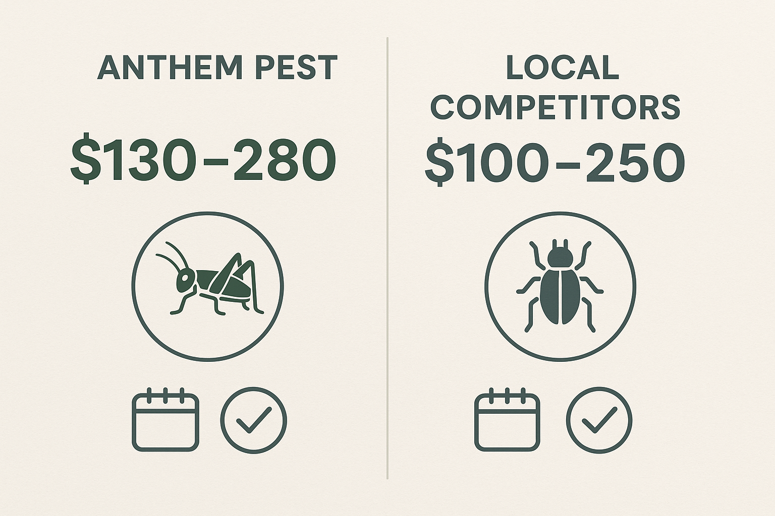 Infographic comparing cricket control pricing among local pest control providers in Grayson, GA