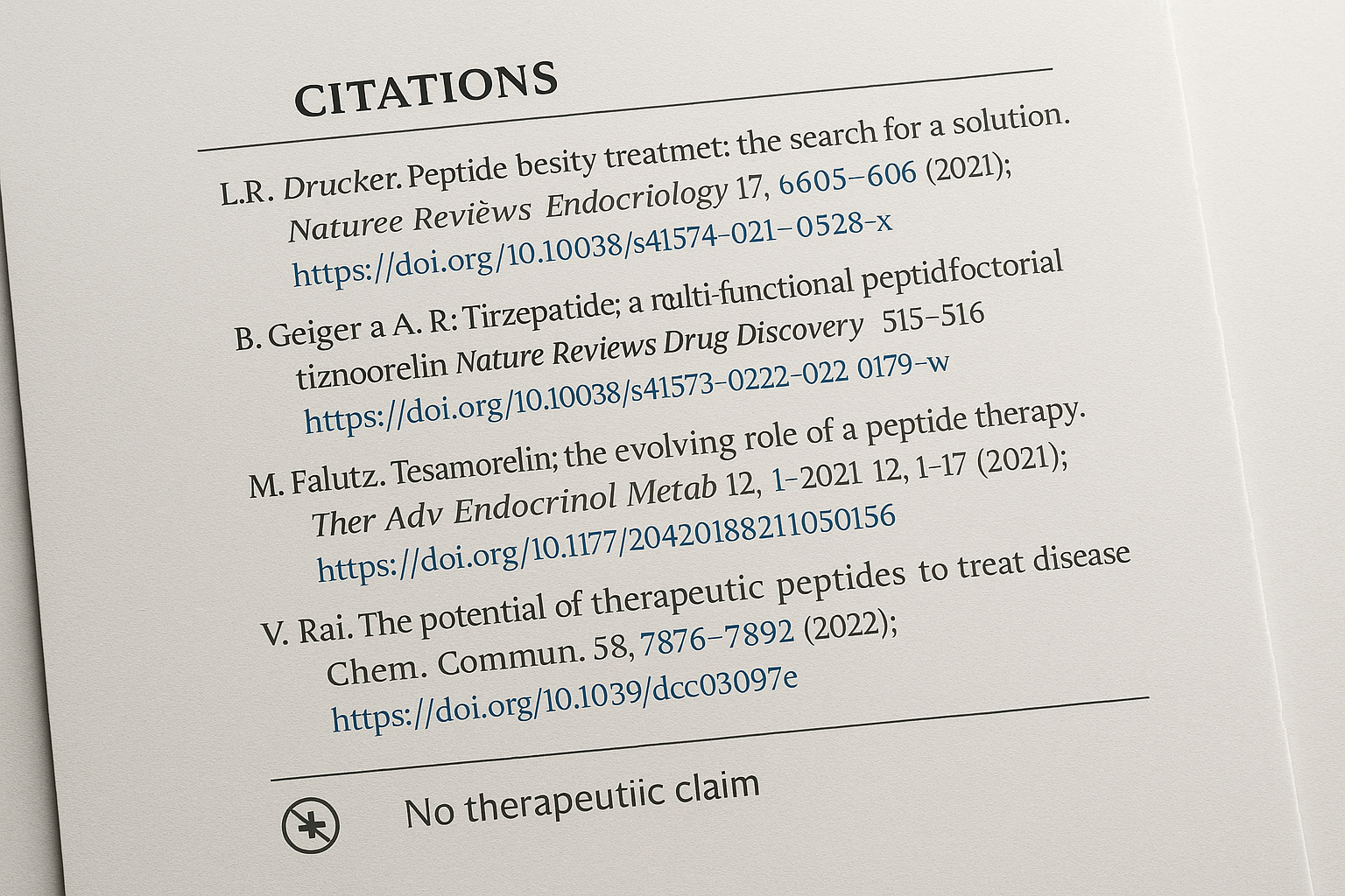 Example of a compliant citation block with AMA style, DOI links, and no research-grade claim icons