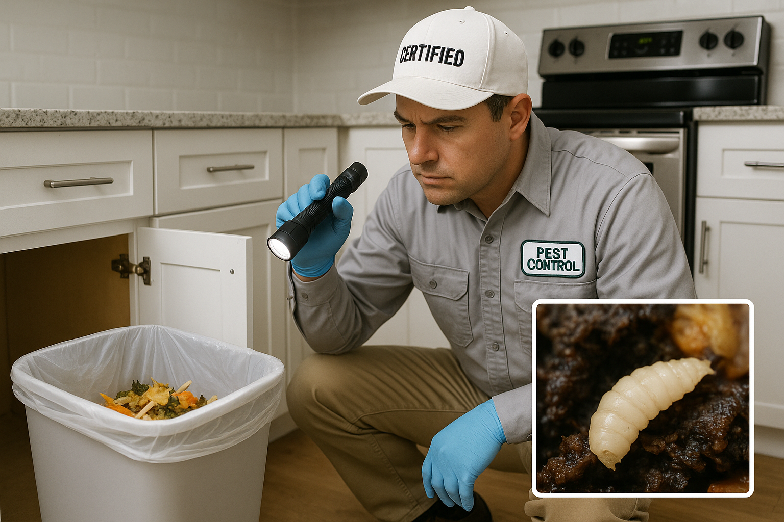 House Fly Inspection in Decatur, Georgia: What to Expect and When to Call a Pro 3 Professional pest inspector examining a crawlspace for house fly breeding sites