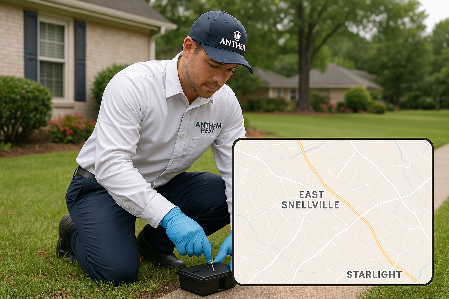Technician inspecting attic for mouse activity