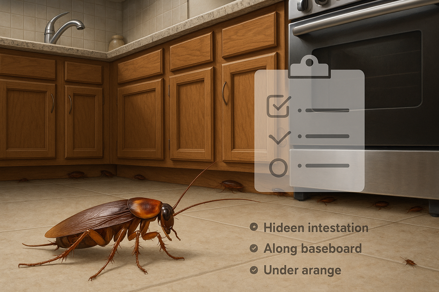 Diagram of a typical Snellville kitchen layout highlighting roach harborage points