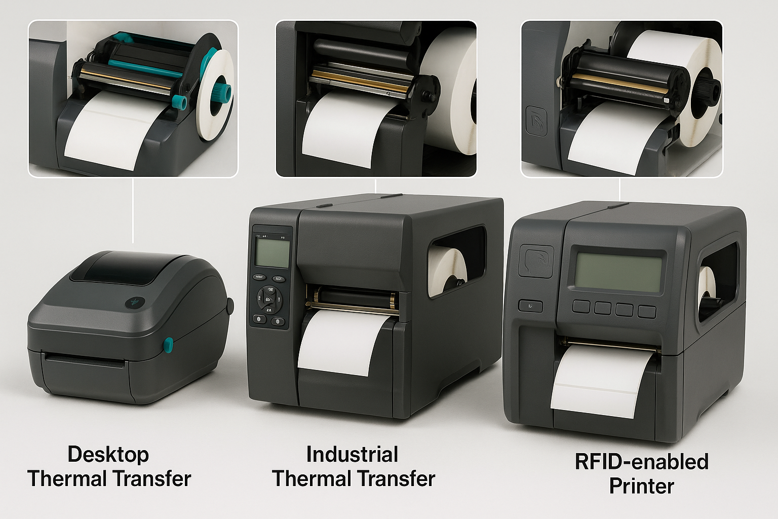 Comparison of desktop, industrial, and RFID label printers