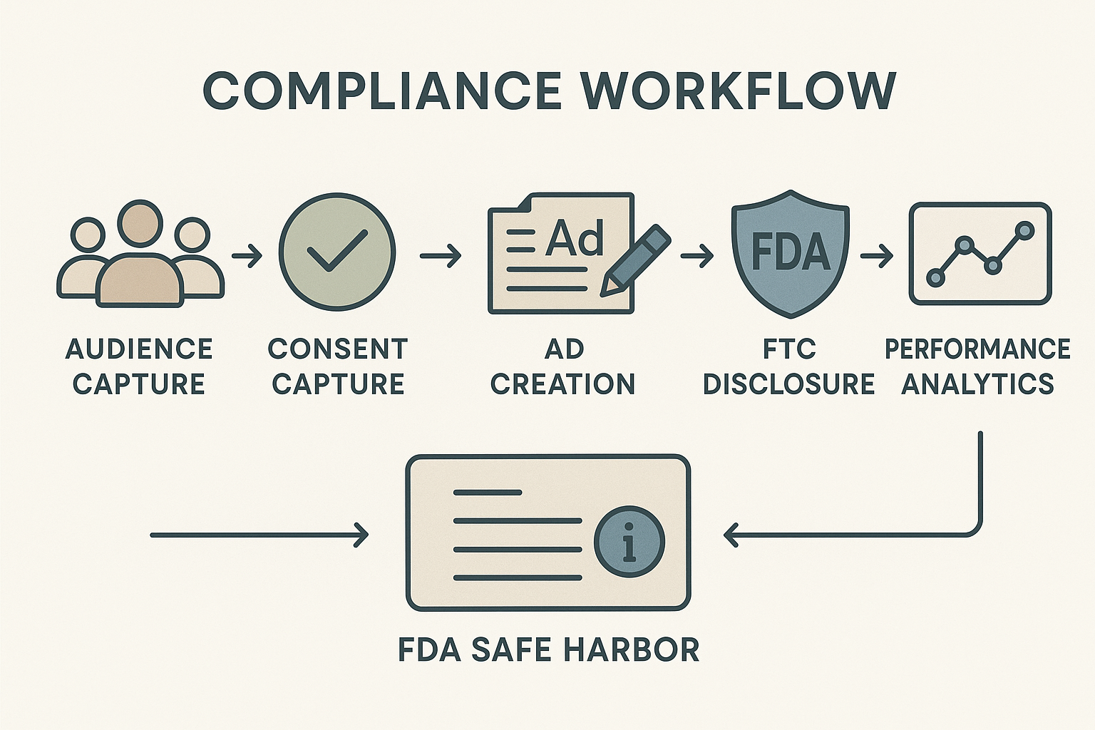 Compliance workflow for peptide retargeting campaigns