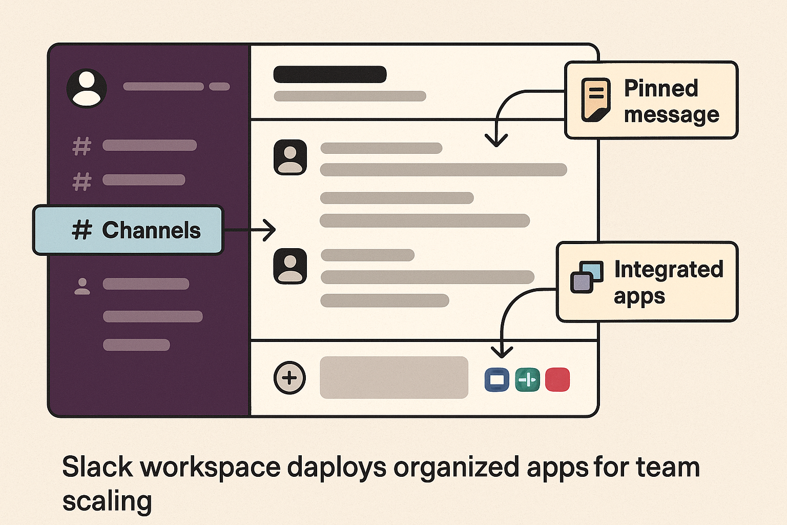 Slack workspace with channel hierarchy