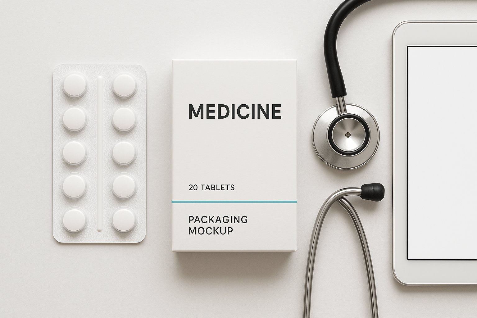 Minimalist peptide packaging with white box and accent line