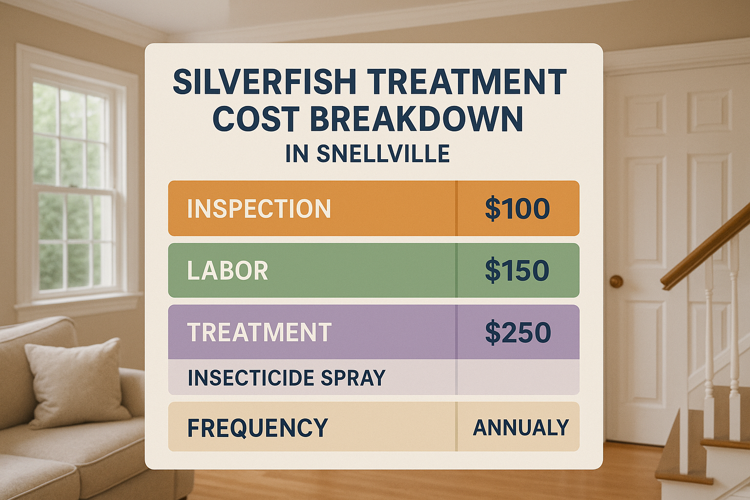 Silverfish control cost comparison infographic