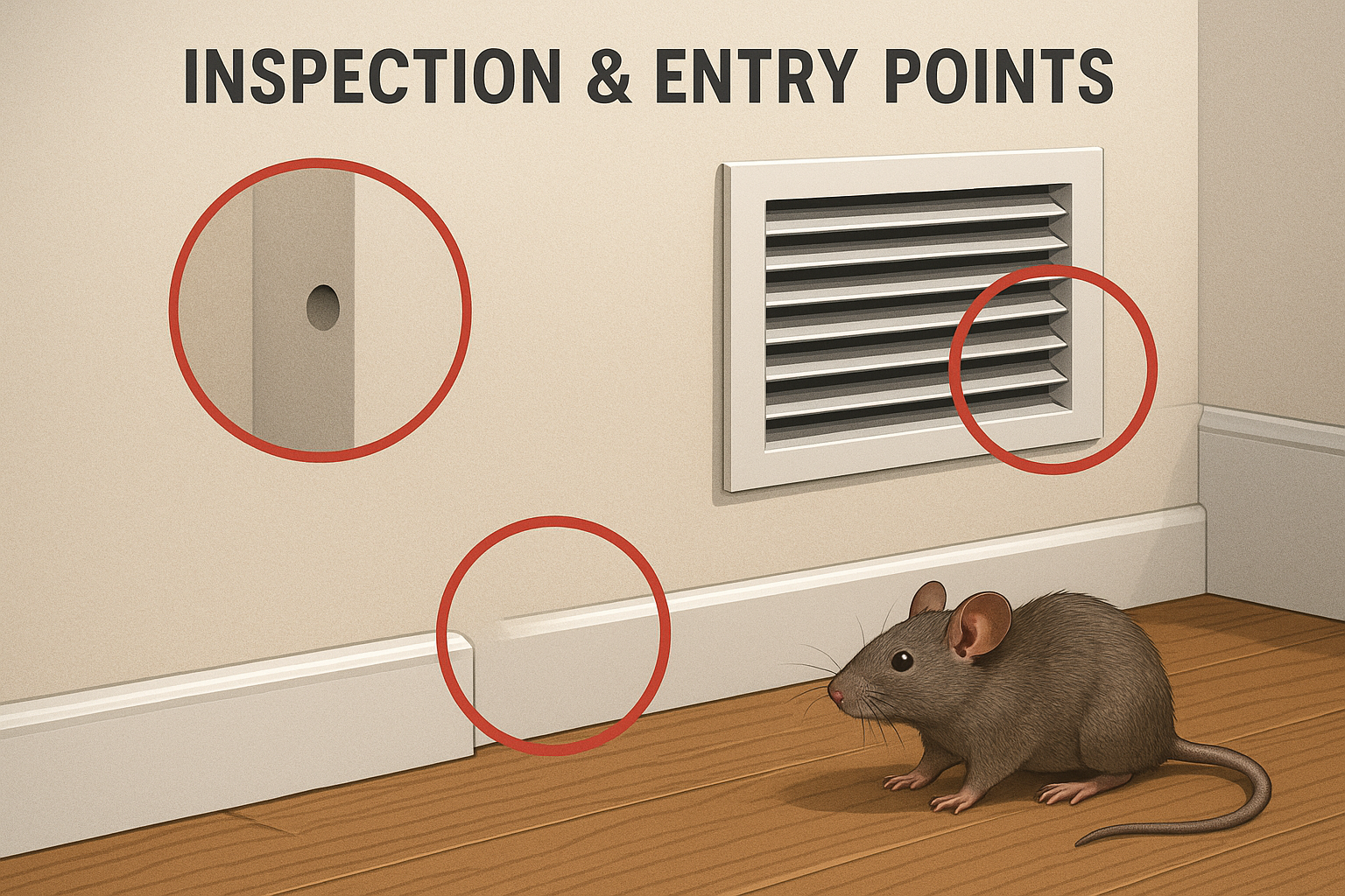 Fast Mouse Exterminator in Brookhaven, GA: Quick Relief for Your Home 2 Illustration of common mouse entry points around a home