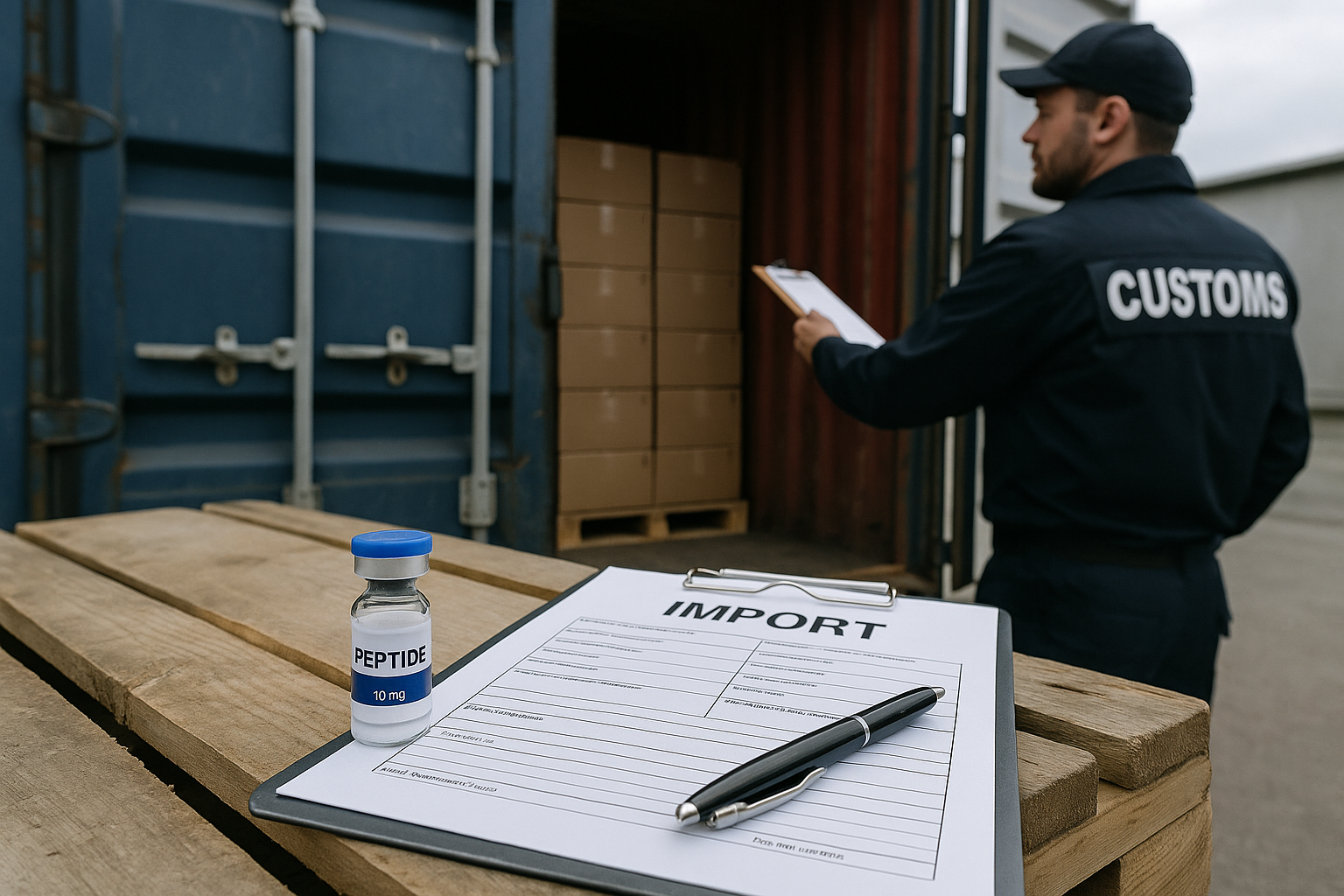 Illustration of a temperature‑controlled shipping container for peptide products