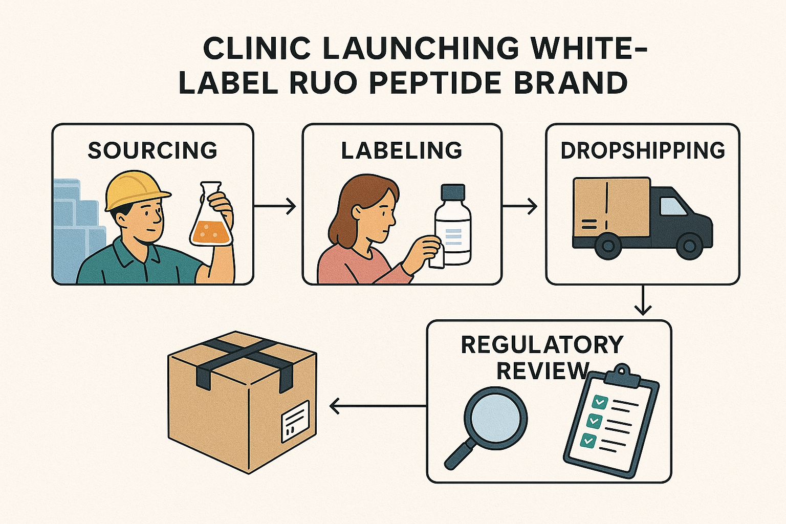 Peptide lifecycle flowchart from receipt to disposal