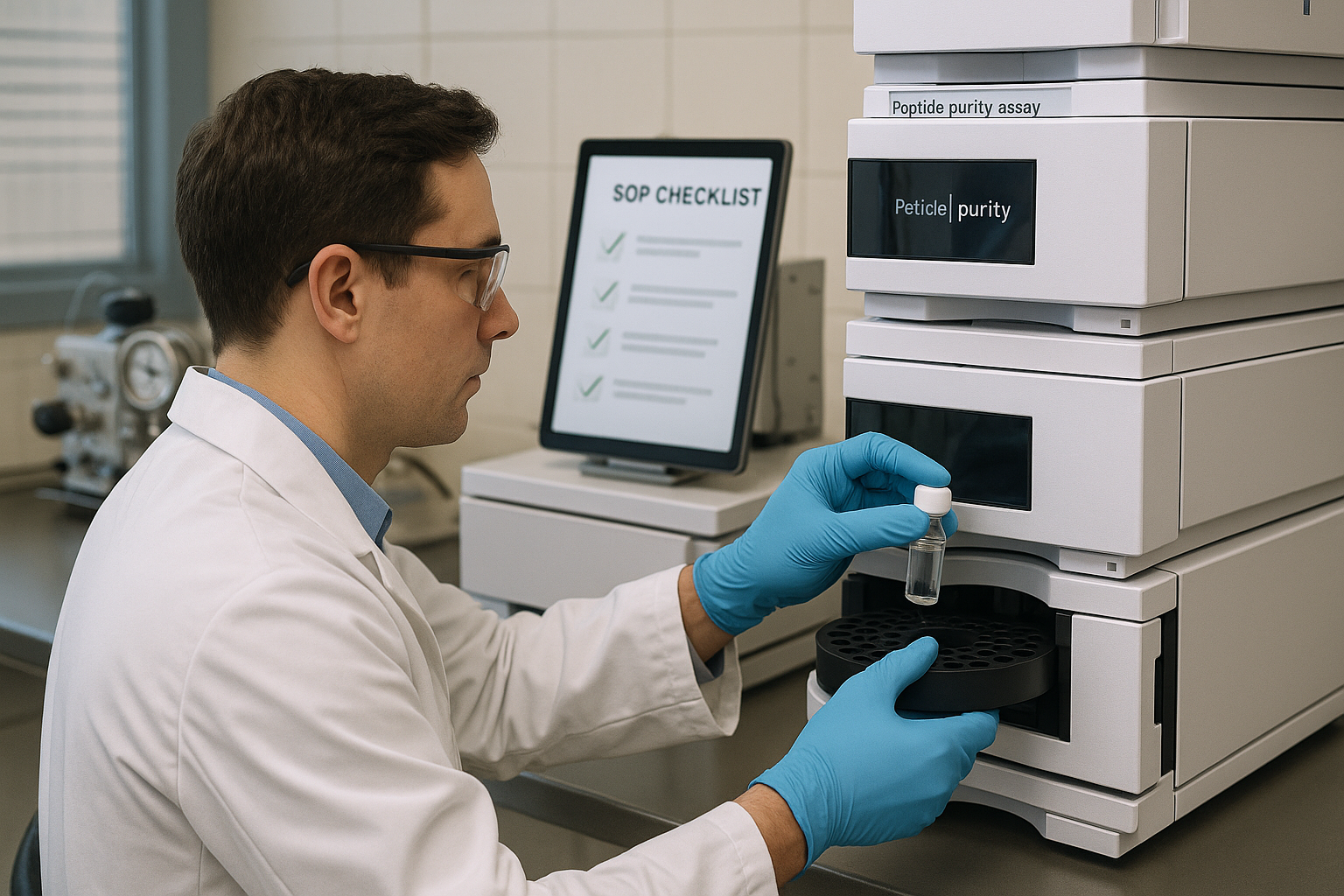 High‑Performance Liquid Chromatography system with peptide sample injection