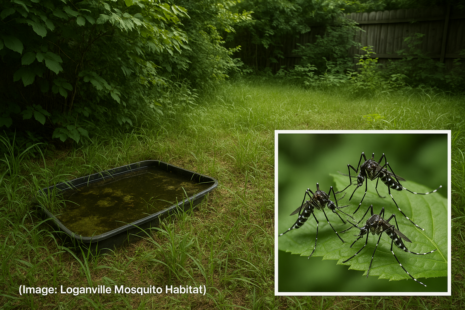 Map of Loganville showing mosquito hotspots in Eastside and Lake Logan neighborhoods