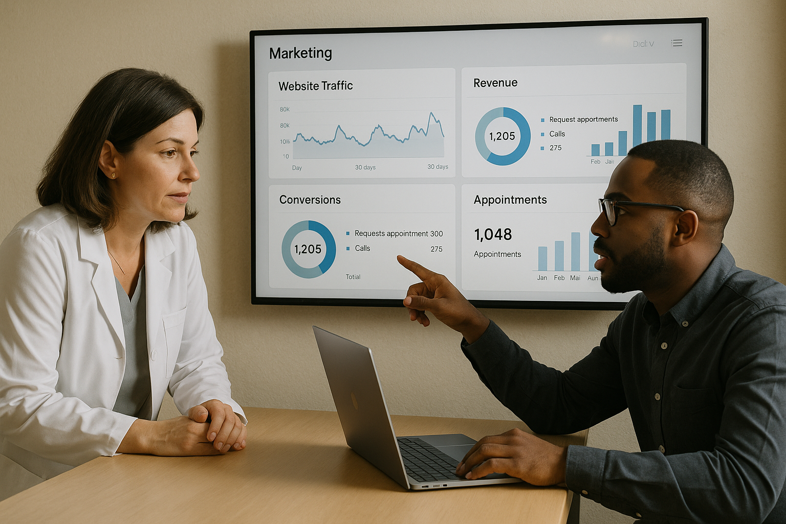 Dashboard interface showing role‑based views and alerts