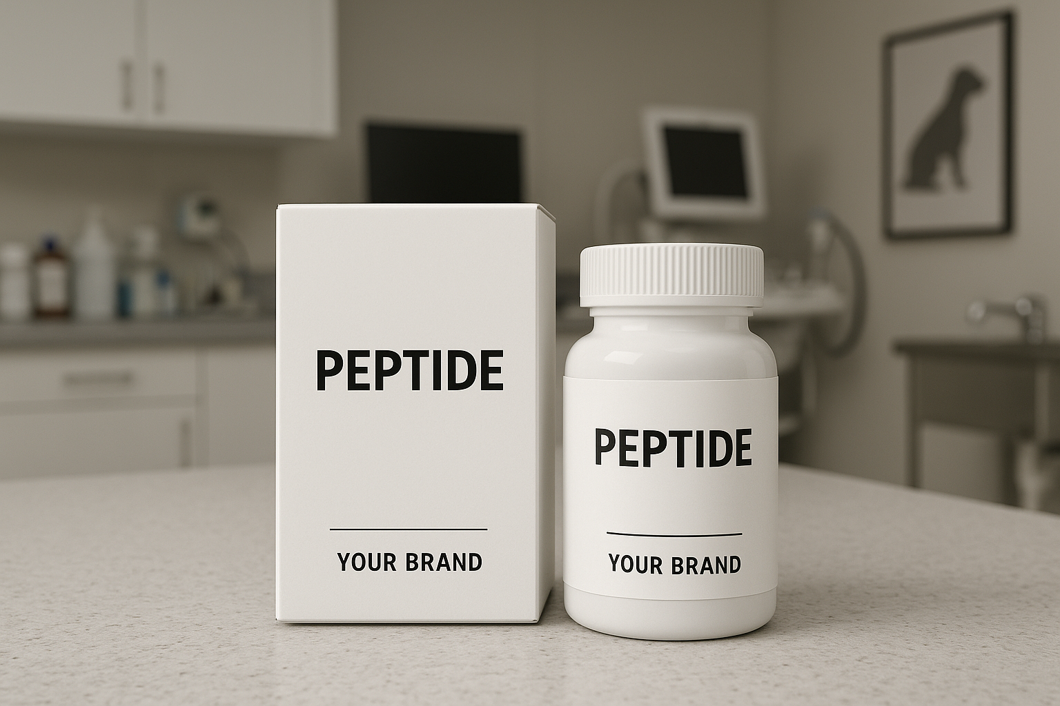 Custom-branded peptide bottle with professional packaging