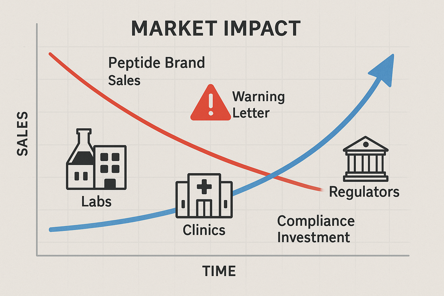 Market‑impact diagram showing sales research observations FDA warning letter