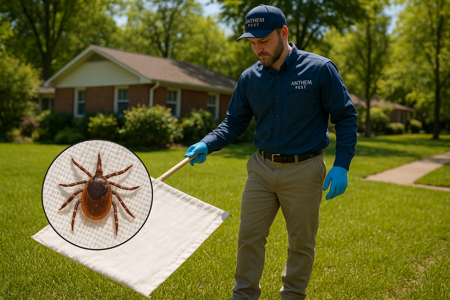 Top-Rated Tick Control in Dunwoody, Georgia: Cost, Treatment & Tips 4 Anthem Pest technician performing a tick inspection
