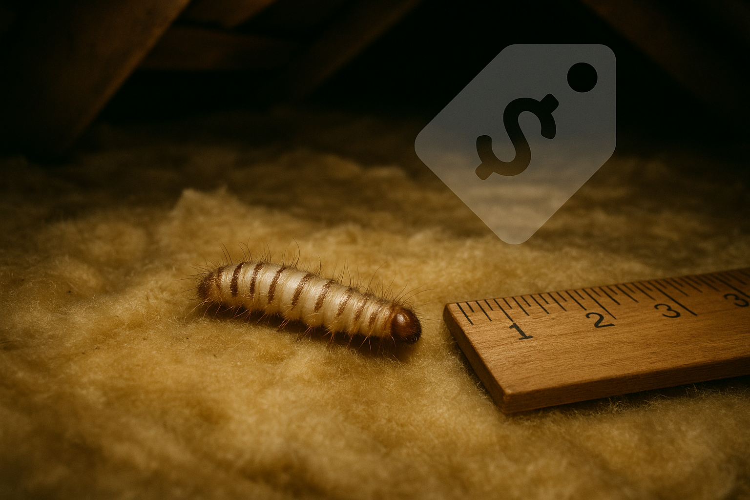 Close‑up view of a moth larva feeding on fabric