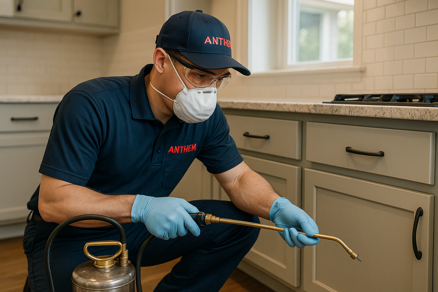 Anthem Pest Control technician preparing silverfish treatment