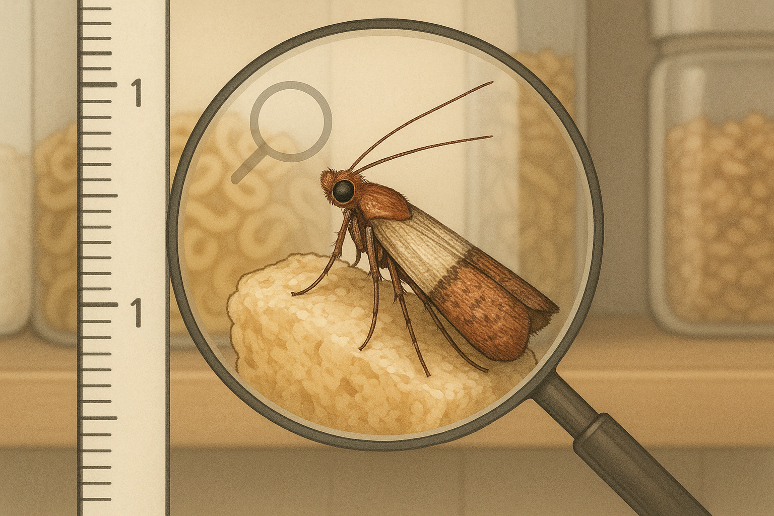 Illustration of common household moth species and their life cycles