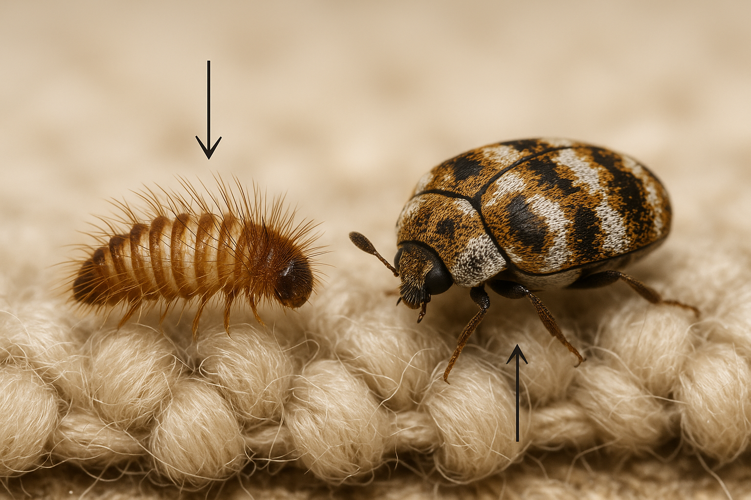 Diagram of carpet beetle life stages