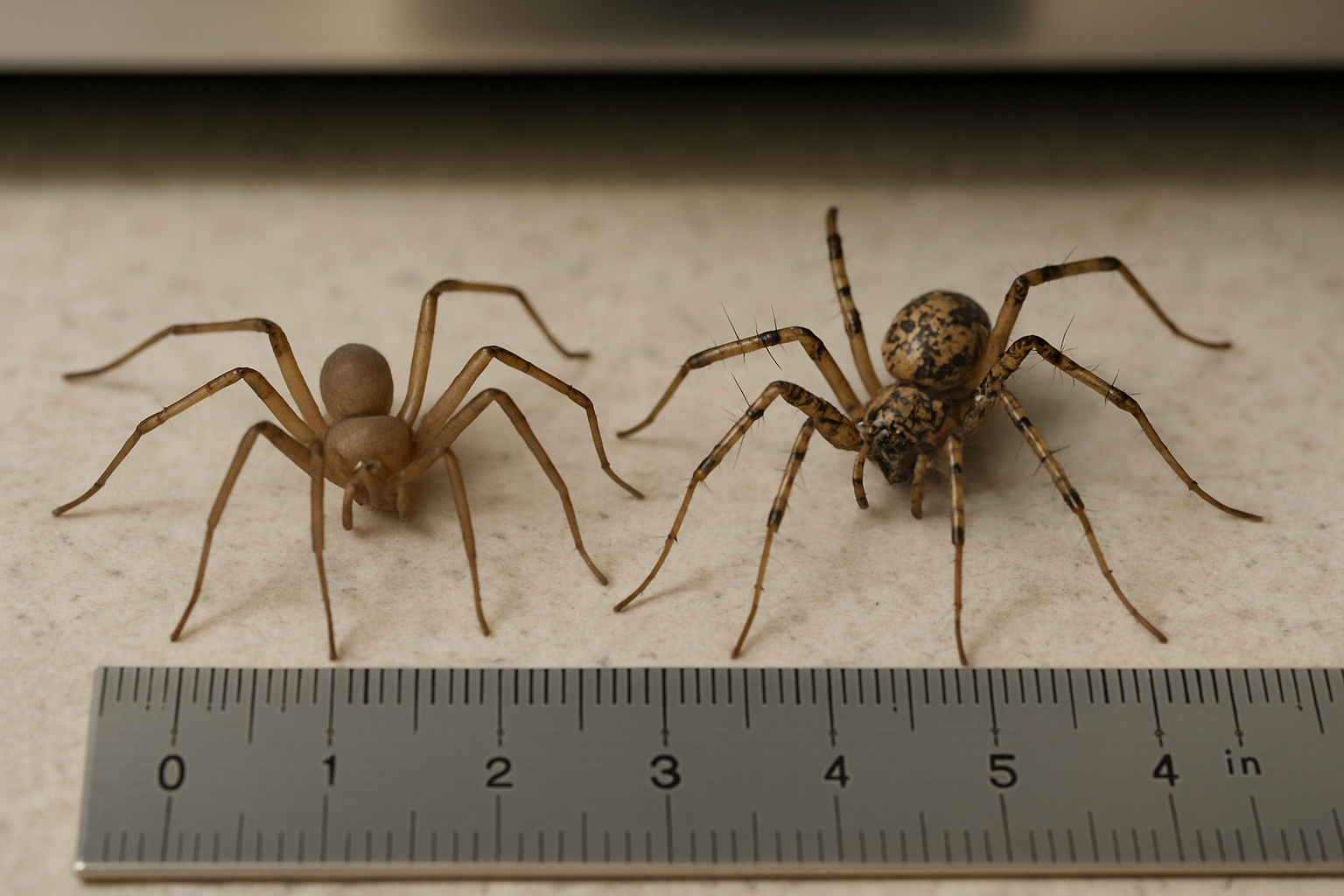 Spider size comparison using a ruler