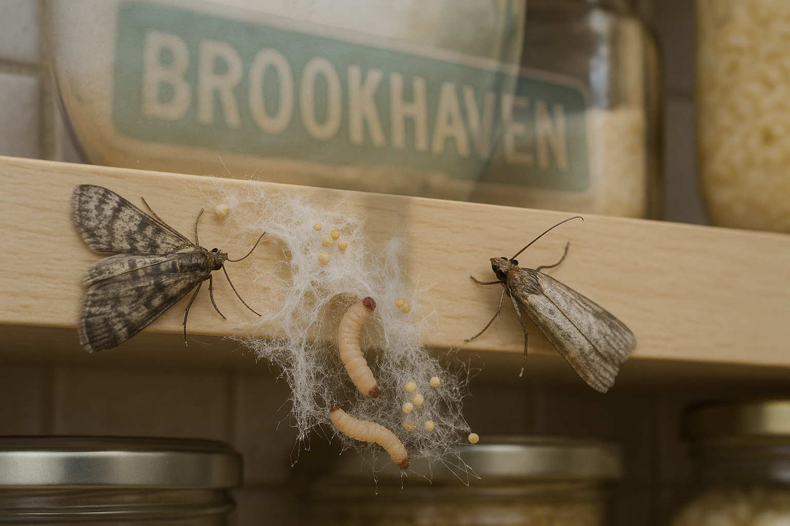 Illustration of common household moth species